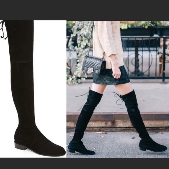 Stuart Weitzman Lowland Over the Knee Boot | Black | Stretched Suede